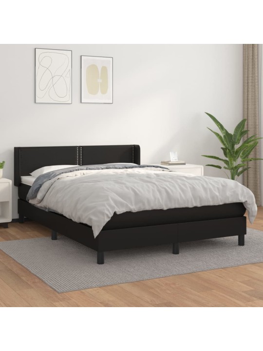 Box spring postel s matrací černá 140 x 190 cm umělá kůže