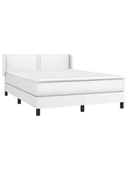 Box spring postel s matrací bílá 140x200 cm umělá kůže