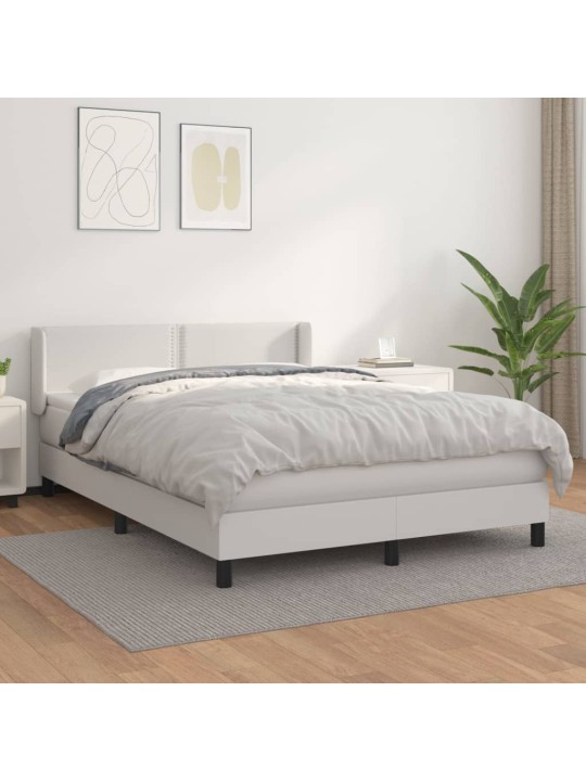 Box spring postel s matrací bílá 140x200 cm umělá kůže
