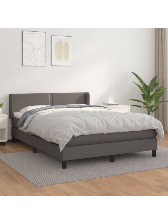 Box spring postel s matrací šedá 140x200 cm umělá kůže