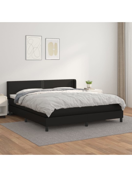 Box spring postel s matrací černá 160x200 cm umělá kůže