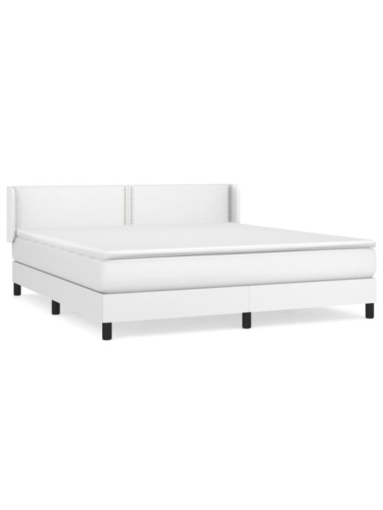 Box spring postel s matrací bílá 160x200 cm umělá kůže