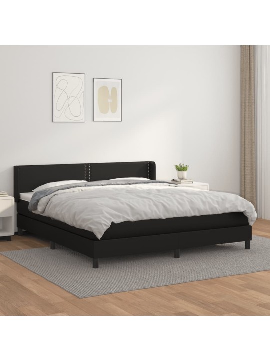 Box spring postel s matrací černá 180x200 cm umělá kůže