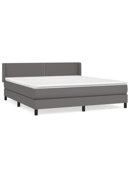 Box spring postel s matrací šedá 180x200 cm umělá kůže
