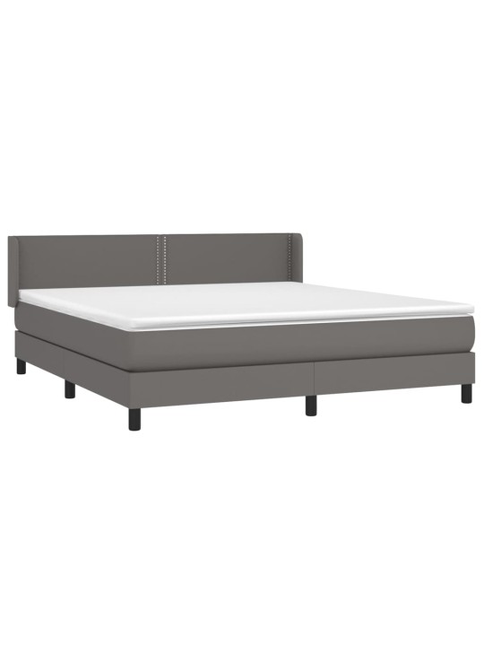 Box spring postel s matrací šedá 180x200 cm umělá kůže
