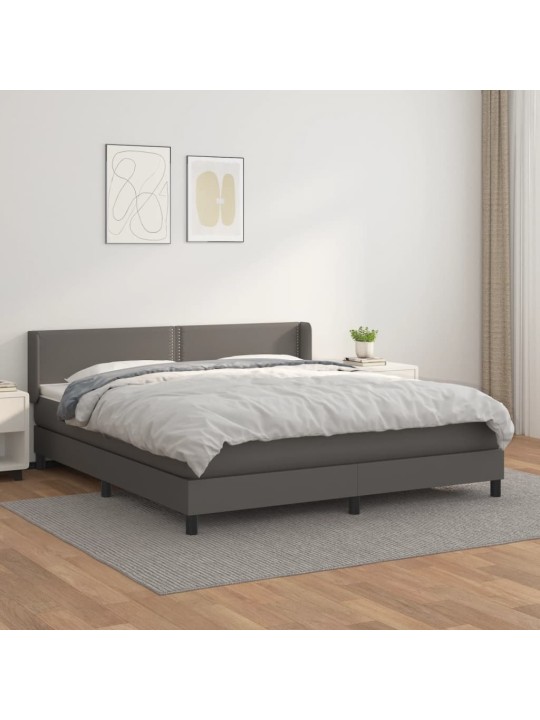 Box spring postel s matrací šedá 180x200 cm umělá kůže