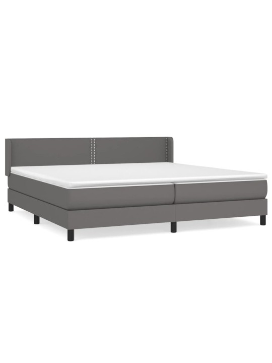 Box spring postel s matrací šedá 200x200 cm umělá kůže