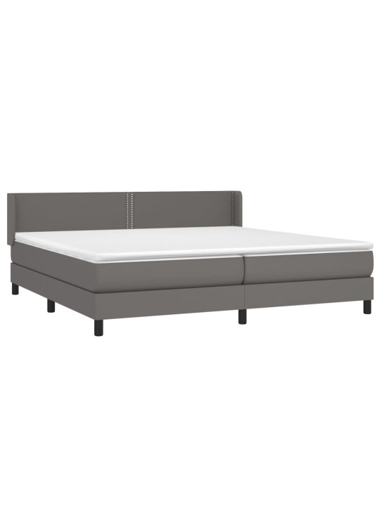 Box spring postel s matrací šedá 200x200 cm umělá kůže