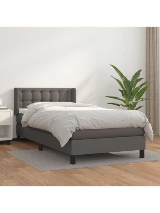 Box spring postel s matrací šedá 90x200 cm umělá kůže