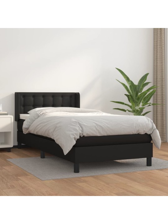 Box spring postel s matrací černá 100x200 cm umělá kůže