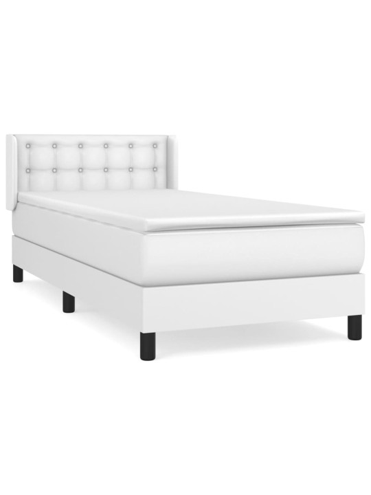 Box spring postel s matrací bílá 100x200 cm umělá kůže