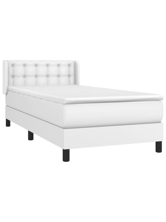 Box spring postel s matrací bílá 100x200 cm umělá kůže