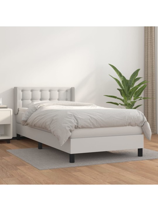 Box spring postel s matrací bílá 100x200 cm umělá kůže
