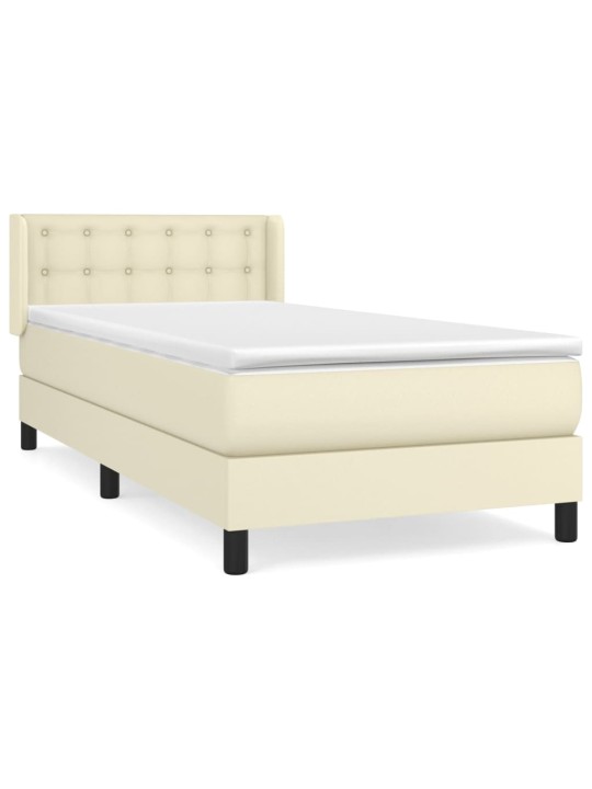Box spring postel s matrací krémová 100x200 cm umělá kůže