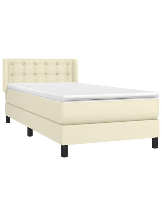 Box spring postel s matrací krémová 100x200 cm umělá kůže