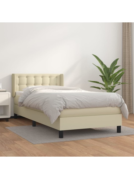Box spring postel s matrací krémová 100x200 cm umělá kůže