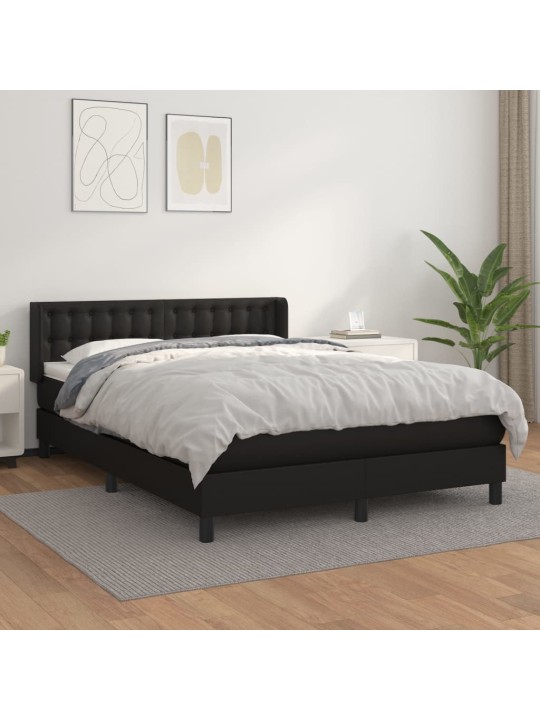 Box spring postel s matrací černá 140 x 190 cm umělá kůže