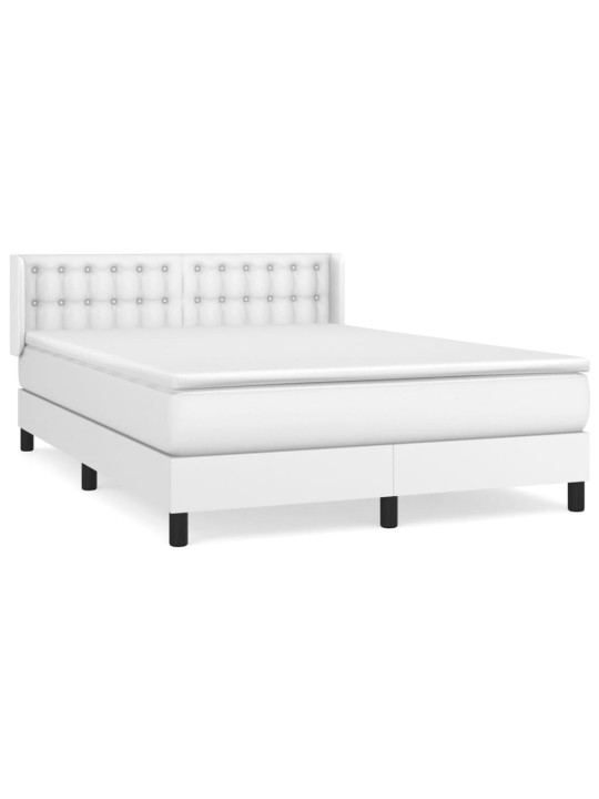 Box spring postel s matrací bílá 140 x 190 cm umělá kůže