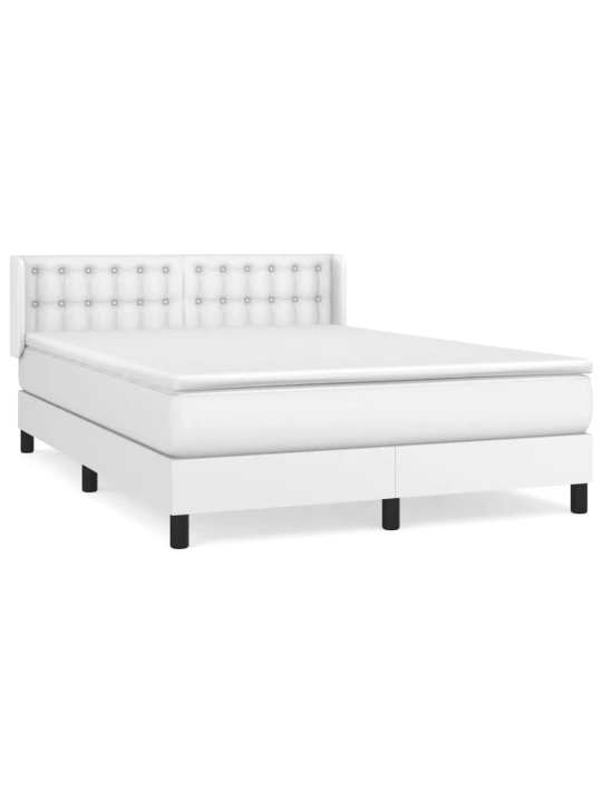 Box spring postel s matrací bílá 140 x 190 cm umělá kůže