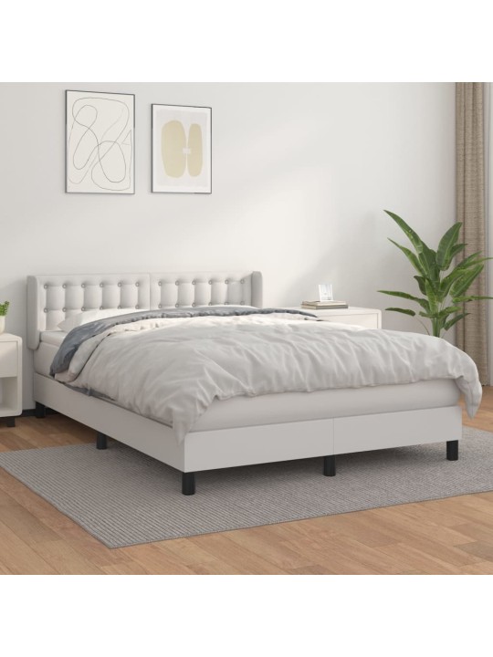 Box spring postel s matrací bílá 140 x 190 cm umělá kůže
