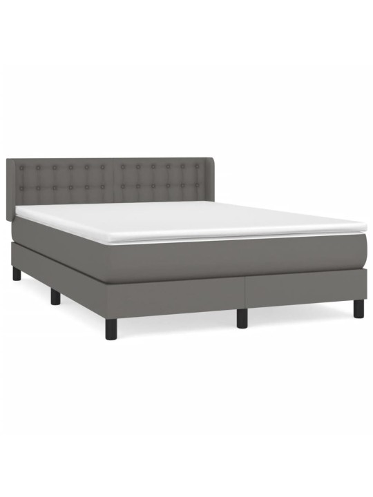 Box spring postel s matrací šedá 140 x 190 cm umělá kůže