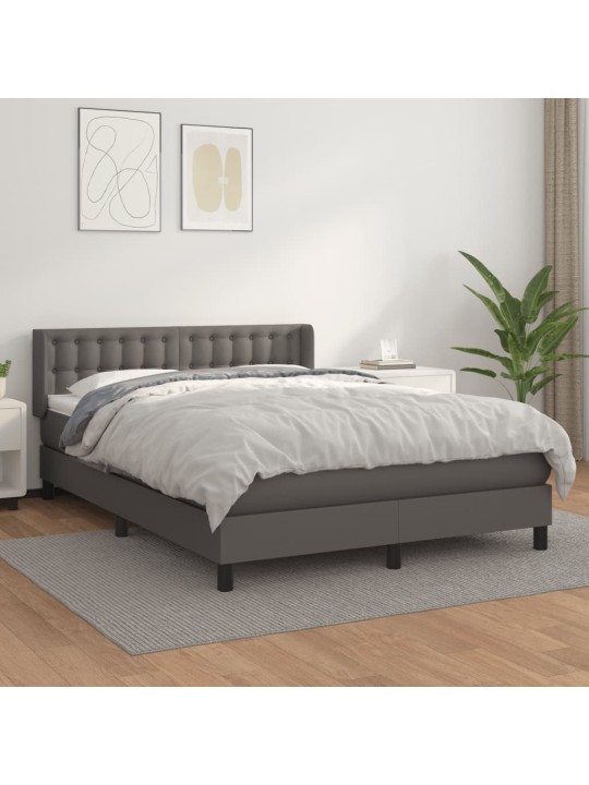 Box spring postel s matrací šedá 140 x 190 cm umělá kůže
