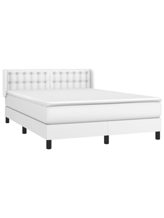 Box spring postel s matrací bílá 140x200 cm umělá kůže