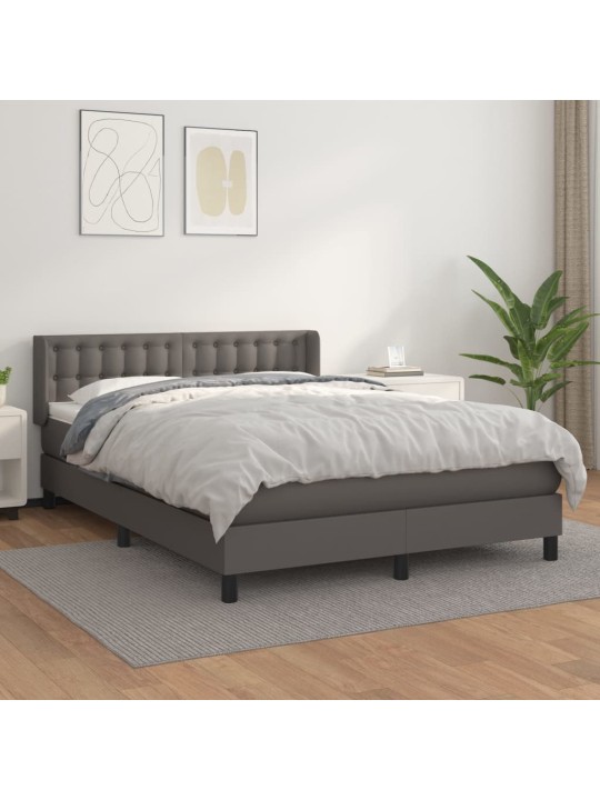 Box spring postel s matrací šedá 140x200 cm umělá kůže