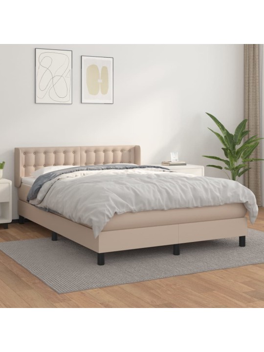 Box spring postel s matrací cappuccino 140x200 cm umělá kůže