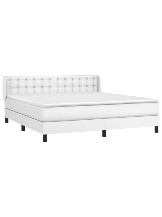 Box spring postel s matrací bílá 160x200 cm umělá kůže