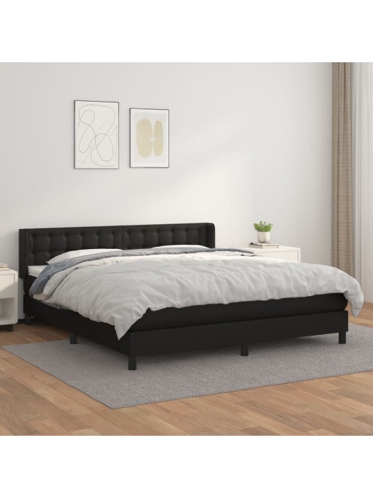 Box spring postel s matrací černá 180x200 cm umělá kůže