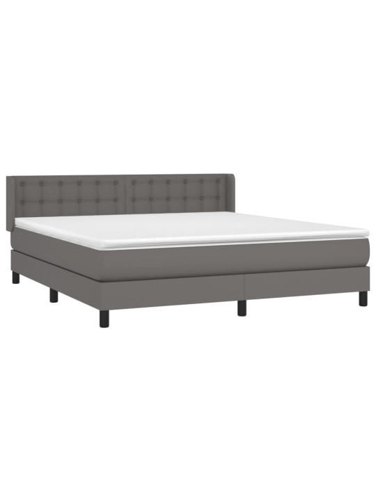 Box spring postel s matrací šedá 180x200 cm umělá kůže