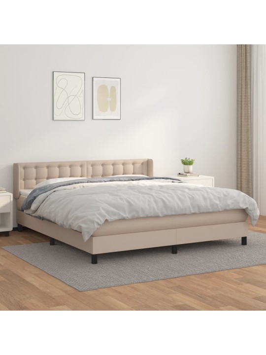 Box spring postel s matrací cappuccino 180 x 200 cm umělá kůže