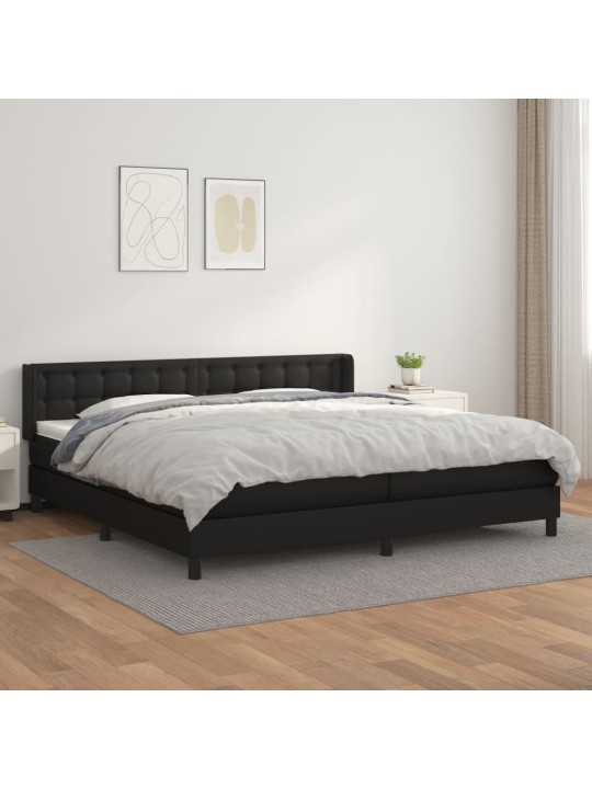 Box spring postel s matrací černá 200x200 cm umělá kůže