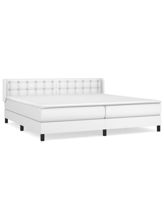 Box spring postel s matrací bílá 200x200 cm umělá kůže
