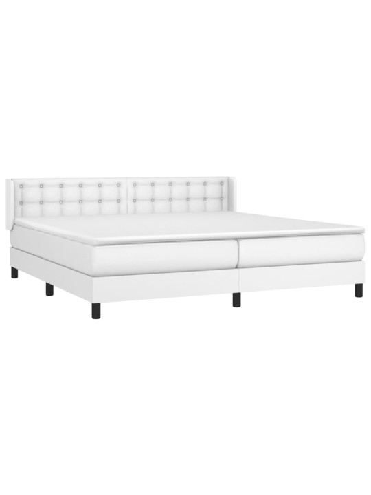 Box spring postel s matrací bílá 200x200 cm umělá kůže