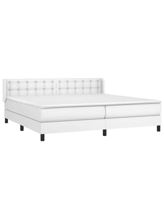 Box spring postel s matrací bílá 200x200 cm umělá kůže