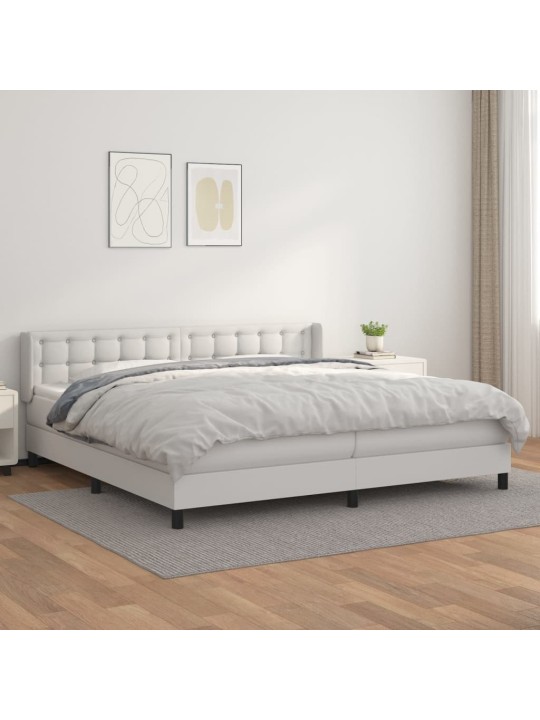 Box spring postel s matrací bílá 200x200 cm umělá kůže