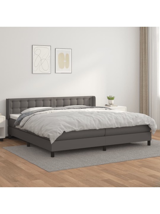 Box spring postel s matrací šedá 200x200 cm umělá kůže