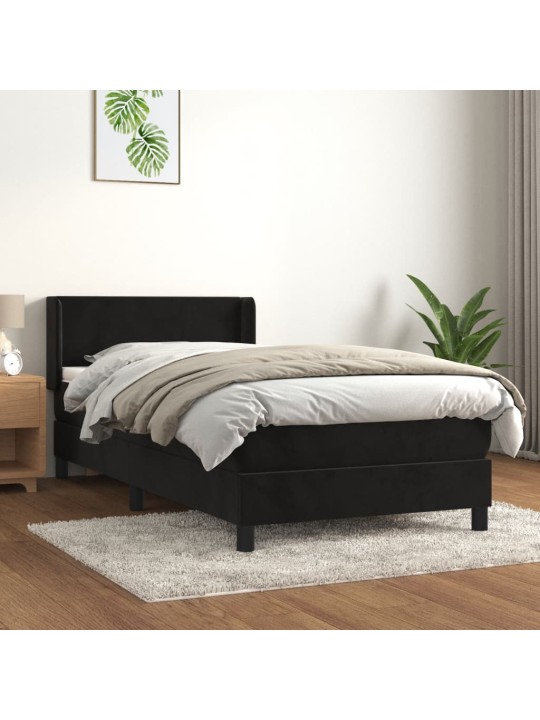 Box spring postel s matrací černá 80 x 200 cm samet