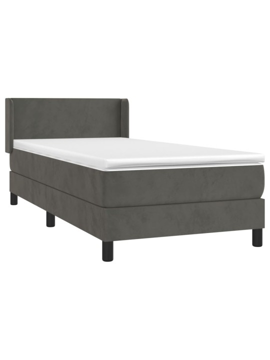 Box spring postel s matrací tmavě šedá 90x190 cm samet