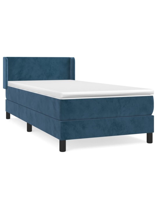 Box spring postel s matrací tmavě modrá 90x200 cm samet