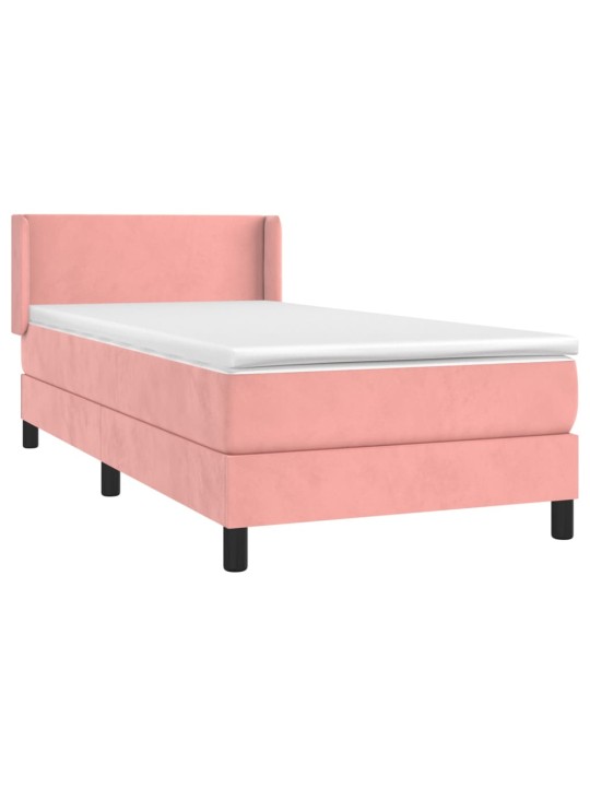 Box spring postel s matrací růžová 100x200 cm samet