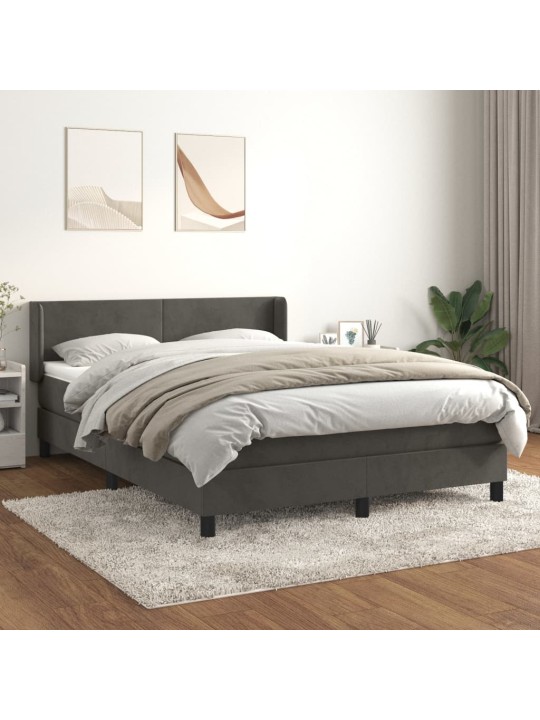 Box spring postel s matrací tmavě šedý 140 x 190 cm samet