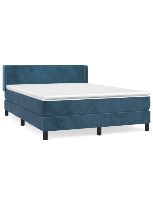 Box spring postel s matrací tmavě modrá 140x190 cm samet