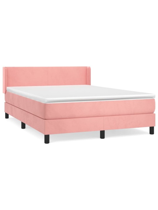 Box spring postel s matrací růžová 140x190 cm samet