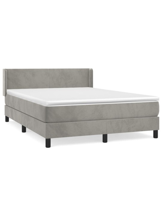 Box spring postel s matrací světle šedá 140x200 cm samet
