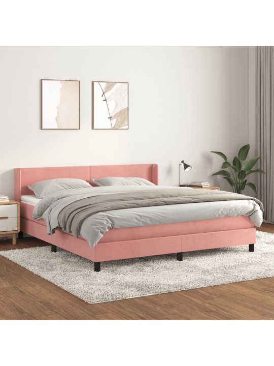 Box spring postel s matrací růžová 160x200 cm samet
