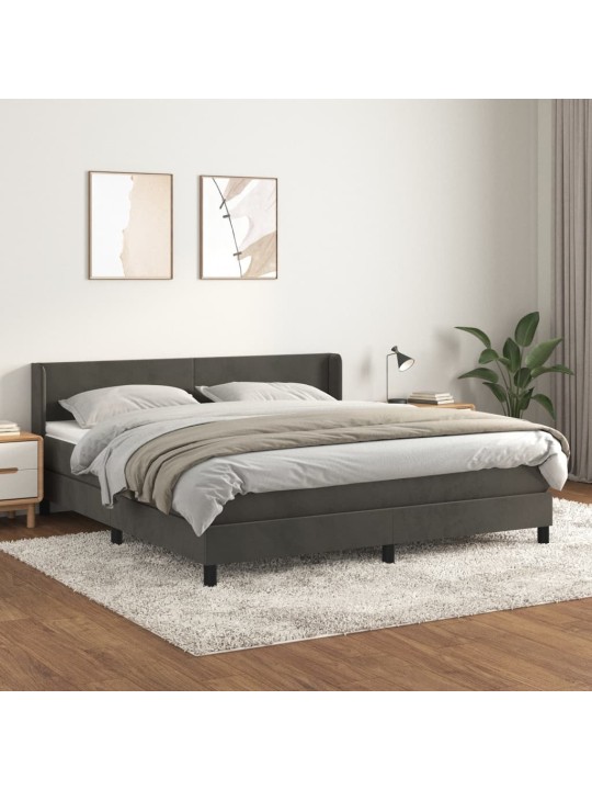 Box spring postel s matrací tmavě šedá 180x200 cm samet