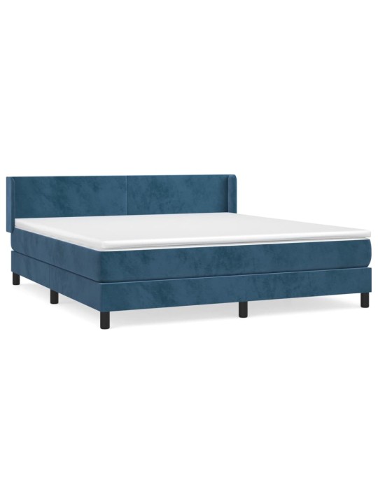 Box spring postel s matrací tmavě modrá 180x200 cm samet